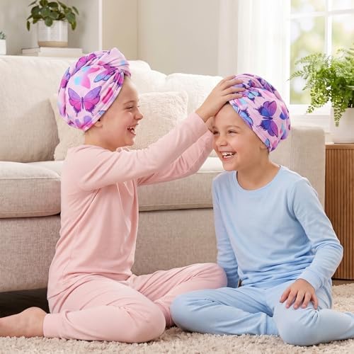 Basumee Microfiber Hair Towel Wrap for Kids Girls, Ultra Absorbent, 2 Pack - Image 4