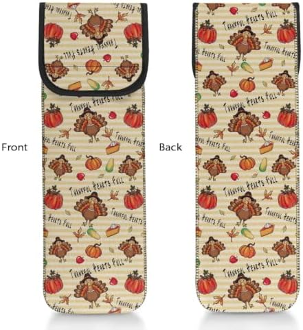 Thanksgiving Turkey Curling Iron Holder Heat Resistant Neoprene Curling Iron Cover Bag with Pocket Curling Iron Organizers and Storage for Hair Straightener, Curling Iron, Flat Iron and Hot Hair Tools - Image 3