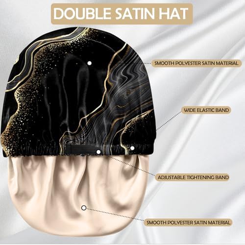 Satin Hair Bonnet Silk Bonnet for Sleeping Double Layer Elastic Adjustable Reusable Cute Aesthetic for Women Girls - Image 4