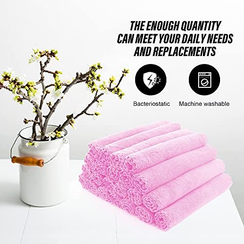MOONQUEEN Ultra Soft Premium Washcloths Set - 12 x 12 inches - 24 Pack - Quick Drying - Highly Absorbent Coral Velvet Bathroom Wash Clothes - Use as Bath, Spa, Facial, Fingertip Towel (Frozen Berry) - Image 5