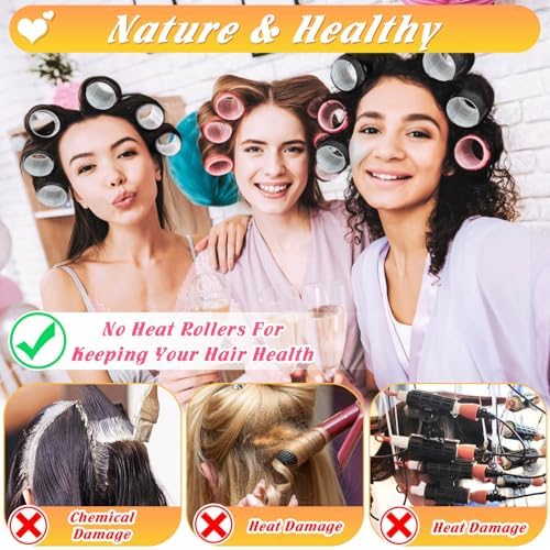 6 Sizes Self-Grip Hair Rollers,62 PCS Hair Curler Set with Clips - Image 4