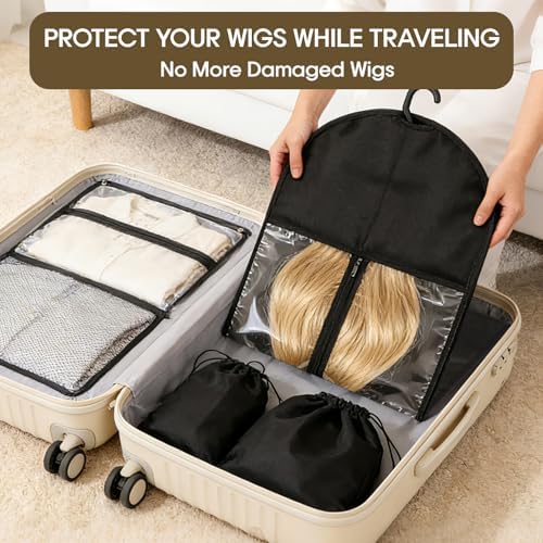 14Pcs Wig Storage Set with Hangers – 8 Small Bags for Hair Pieces +6 Extra Long for Full Wigs, Hair Extension Holder Organizer, Dust-Proof Anti-Tangle Wig Bags with Transparent Window for Home Travel - Image 7