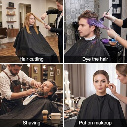 10 Pack Black Barber Cape Professional - Cutting Capes for Hairstylist, Waterproof Nylon Haircutting Capes with Adjustable Snap Closure, 47" x 59" Salon Cape - Image 6