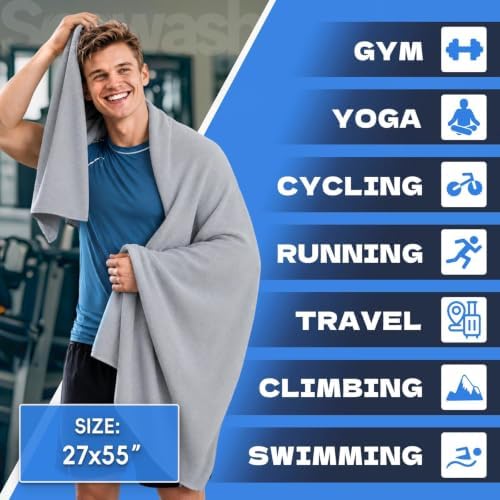Microfiber Gym Towels for Showering Working Out Quick Dry Negative ions Large Middle Small Sizes Lightweight Gym Towel for Men Women Tennis Sports Towels for Body Hot Yoga Fitness Essentials - Image 2