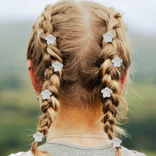 Mini Flower Hair Clip Flower Clips,Colorful Mini Hair Claw,for Women, Girls,Baby, Toddler Bangs Strong Grip Small Tiny Rainbow Hair Clips (100, white) - Image 6