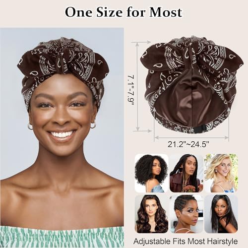 Ababalaya Satin Lined Beanies for Women Chemo Headwear Sleep Cap - Image 3