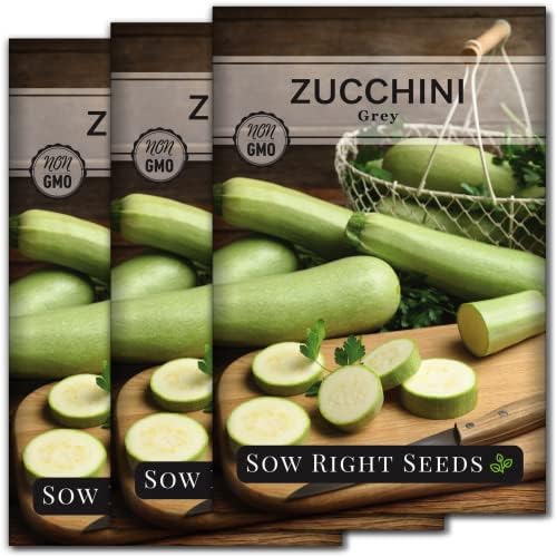 Sow Right Seeds - Grey Zucchini Seed for Planting Summer Squash Garden 3pk by SowRightSeeds