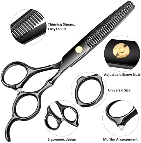 6.89 inch Hair Cutting Scissors Set With Thinning Knife - Black - Image 3