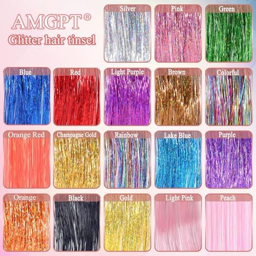 Hair Tinsel Kit, 18 Colors Glitter Tinsel Hair Extensions with Tools - Image 2
