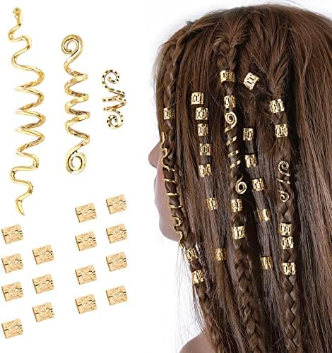 FRDTLUTHW 18Pcs Hair Accessories Loc Hair Jewelry for Women Braids, Dreadlock Beads Metal Hair Clips Decoration Gold(Multiple Styles)-style4 by FRDTLUTHW