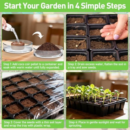 Riare 100 Pcs 30mm Organic Coco Coir Seed Starter Soil, Compressed Coconut Coir Potting Soil Mix for Seed Starting, Coconut Fiber Pellet for Planting Indoor & Outdoor Plants, Vegetables, Garden - Image 5