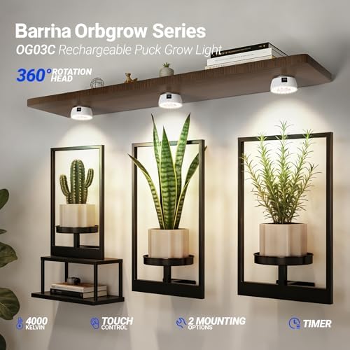 Barrina OG03C Rechargeable Grow Light, 5200mAh, 4000K, 4 Packs, White - Image 4