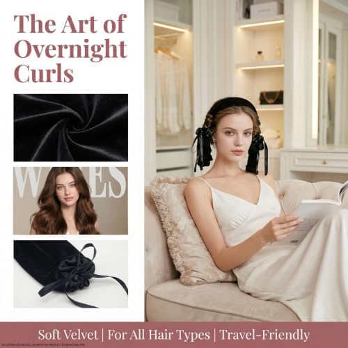 Heatless Curls Overnight, Soft Hair Curlers to Sleep in for Long Hair, Velvet Heatless Hair Curler for Overnight Blowout Waves with Styling Comb - Image 7