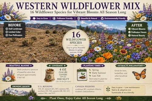 Montana Wildflower Seed Mix, 1/4 lb Covers 800 sq ft, Multi-Color Perennial and Annual Non-GMO Blooms to Attract Pollinators, Spring and Fall Planting (1/4 Pound) - Image 2