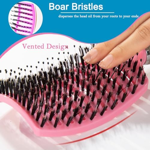 Boar Bristle Hair Brush Set – Wet/Dry Detangler for All Hair Types - Image 3