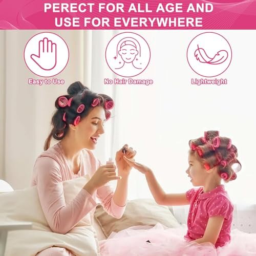 Hair Rollers, 12 Pack Hair Curler Small Hair Rollers for Women, Self Grip Hair Roller with Clips, Rose Red (Medium PLUS) - Image 7