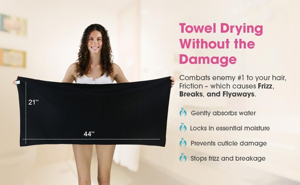 Hair RePear 21" x 44" Cotton Hair Towel for Wet Hair, Anti-Frizz - Image 6