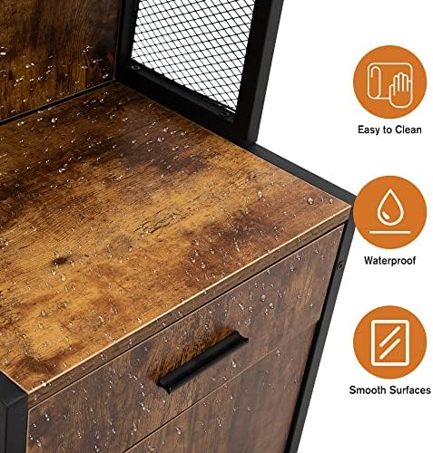RESHABLE Salon Station with Cabinets and Storage,Rustic Brown - Image 5