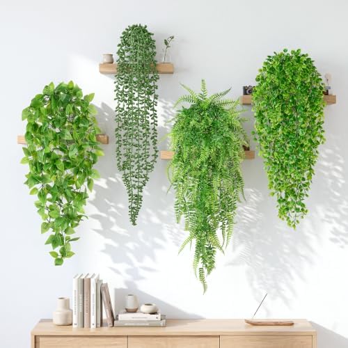 8Pcs Fake Hanging Plants, Mixed Artificial Plants Faux Greenery Ivy Vines - Image 5