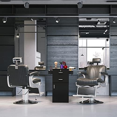 OmySalon Salon Stations for Hair Stylist, Beauty Salon Storage Cabinet, Hair Styling Equipement Set with a Large Storage Cabinet, 2 Drawers and 6 Hair Dryer Holders, Black - Image 4