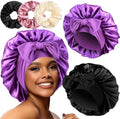 2+3 Large Satin Bonnets with Scrunchies for Women, Hair Bonnet Sleeping Tie Bonnet for Braids Curly Hair by Heniho