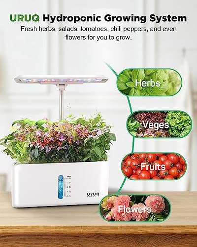 URUQ 8 Pods Hydroponics Growing System with LED Grow Light - White - Image 6