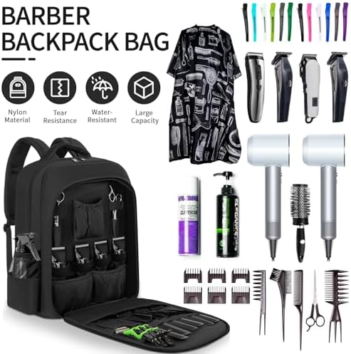TORIBIO Barber Supplies Bag Backpack for Men Travel Tool Bag Bookbag - Image 2