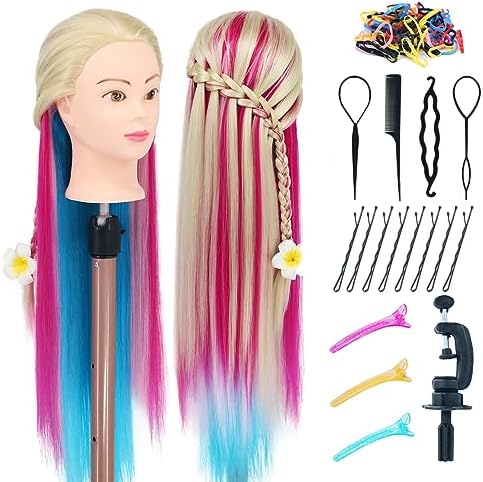 Eumos Mannequin Head with Hair, 29'' Training Head for Braiding by Eumos
