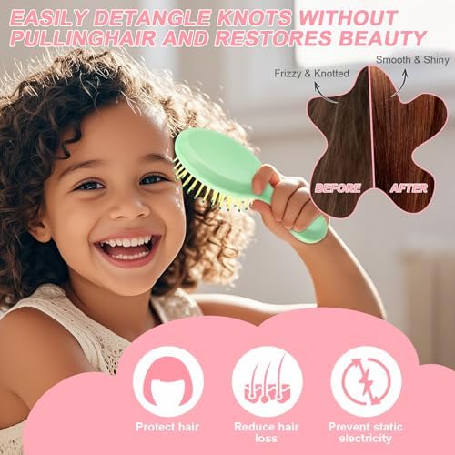 12pcs Mini Wet Hair Brush for Women Teen Girls Toddler Wet Dry Hair, Travel Hairbrush, Valentines Day Bulk Gifts, Bachelorette Party Favors, Bridesmaid Gift Spa Party Supplies, Stocking Stuffers - Image 4