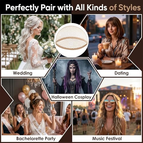 MEEZY 12 Pcs Skin Color Mesh Wig Caps for Women, Closed-End Fishnet Wig Cap Bulk Liner Weaving Hair Net for Women Men Halloween Cosplay Costume Dating Concerts Bachelorette Party - Image 6