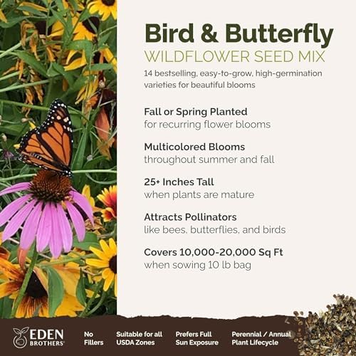Eden Brothers Bird & Butterfly Wildflower Mixed Seeds for Planting, 10 lb - Image 2