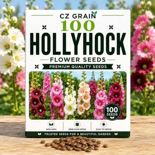 Hollyhock Seeds for Planting | 100 Seeds | Tall Colorful Garden Flowers by CZGrain