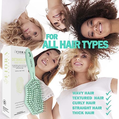 Fiora Naturals Detangling Hair Brush for Women, Detangler Hair Brush Green - Image 5