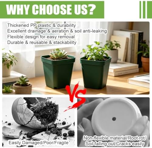 2.75 Inch Square Nursery Pots with Drainage Holes for Plants, 120 Pack - Image 6