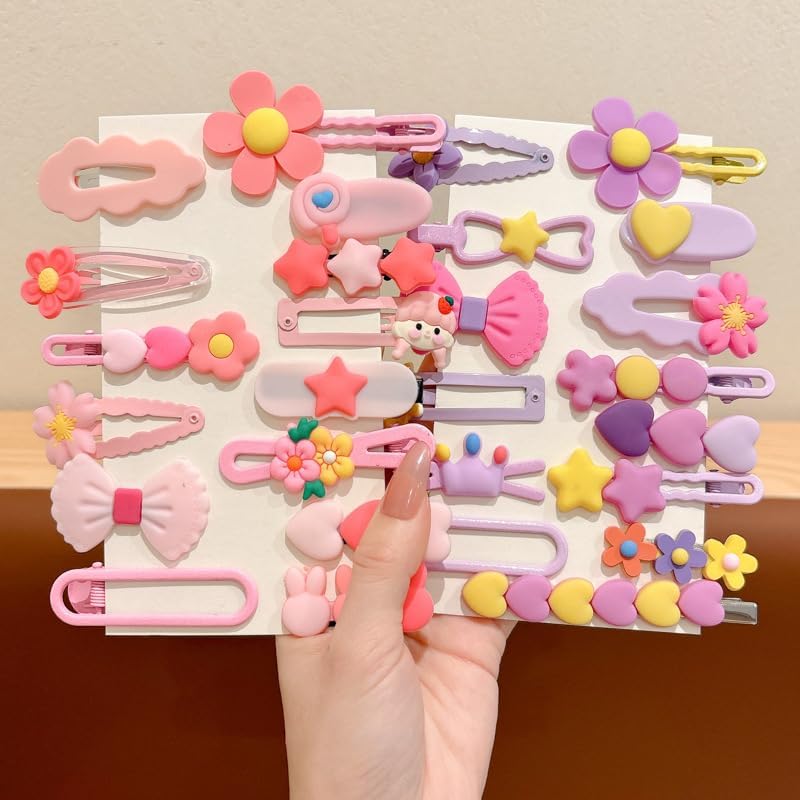56 pcs Girl Hair Clips Cute Clips for Toddler Girls Hair Accessories for Kids Rabbit/Flower/Bow Colorful Patterns - Image 4