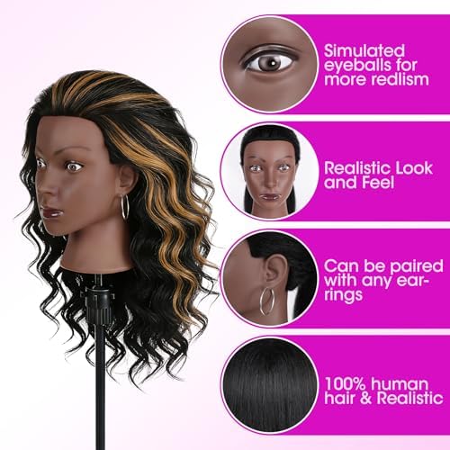 22'' Real Hair Mannequin Head for Braiding 100% Hair Mannequin Cosmetology - Image 3