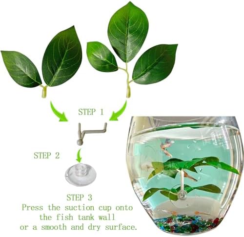Fish Leaf Pad Fish Tank Accessories Aquarium Décor Simulating 3 pcs Adjustable Plastic Plants Betta Natural Habitat Playing Spawn Breed Rest Bed with Suction Cup Multi Leaf Design (3) - Image 4