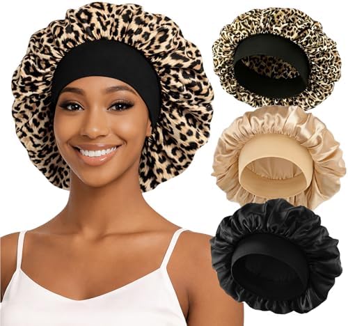 ZHENSILK 3PCS Silk Sleep Bonnet for Women, Large Satin Hair Caps with Elastic Band for Curly Hair and Frizz Control by ZHENSILKFocusonhaircare