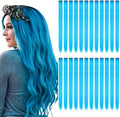 Kyerivs 24PCS Blue Hair Extensions for Girls 20Inch Rainbow Clip in Straight Synthetic Hairpieces for Girls Party Highlights Colorful Hair Accessories Halloween Gifts for Women Easter Basket Stuffers by Kyerivs