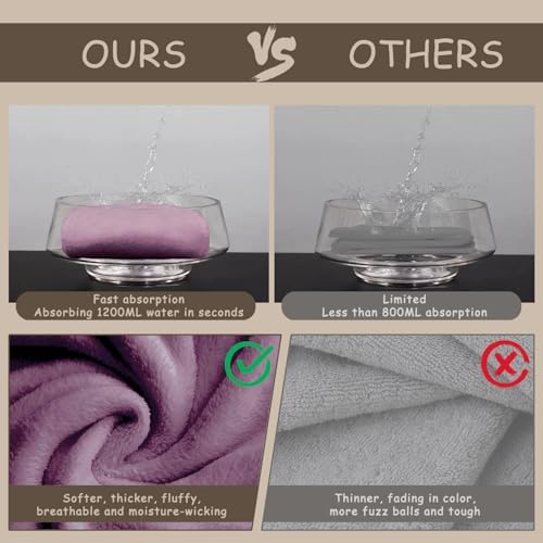 Hair Drying Towel 3 Pack - Ultra Soft Microfiber Turban Twist Hair Wrap for Women - Super Absorbent, Quick Dry Hair Towel Cap for Wet Hair (3 Colors, Yellow Green & Purple) - Image 5