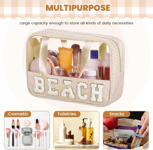 Sanwuta Clear Seersucker Beach Bag, Khaki - Image 3