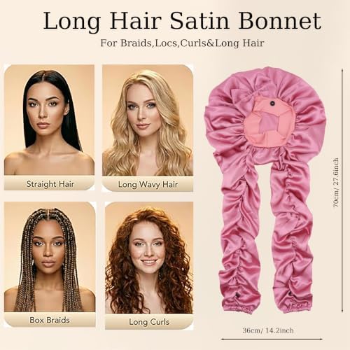 Satin Bonnet for Braids,Long Silk Hair Bonnets for Sleeping Women - Image 2