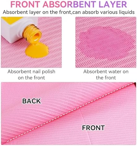 Makartt Disposable Nail Mats, 50 Pcs 3-Ply Absorbent Nail Table Pads with PE Backing, 18” x 13” Nail Desk Protection for Manicure Pedicure, Acrylic Gel Practice, Salon & Home DIY (Pink) (Pack of 3) - Image 2