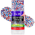 Go Ho Red White and Blue Star Face Glitter Stick,Waterproof Body&Hair Glitter,4th of July Accessories,Patriotic USA Flag Sparkle Stick for Soccer Game Independence Day 250 Anniversary Makeup by GoHo