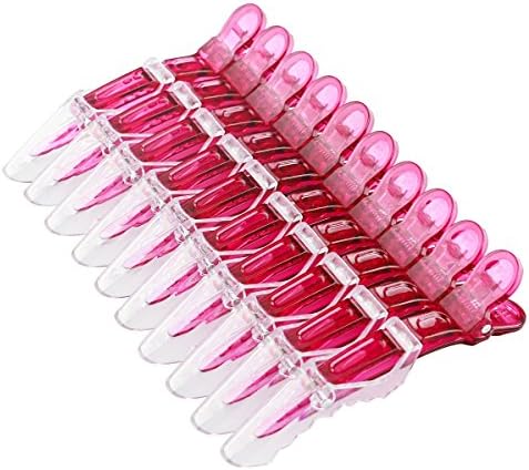 10pcs/set Croc Clips Transparent Plastic Hairdresser Clip Hair Styling Sectioning Barrettes Non Slip Alligator Clip Salon DIY Accessories for Women and Girls(10pcs-Rose Red) - Image 3