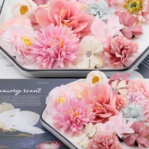 21 PCS Flowers Hair Accessories Women Boho Hair Barrettes Clips Girls Pink Purple Floral Rose Bride Headpiece Wedding Festival(PINK & PURPLE) - Image 4