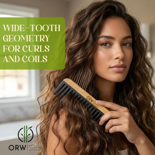 ORW Wide Tooth Comb, Bamboo Detangling Comb for Curly Hair, Wet & Dry Hair - Image 6