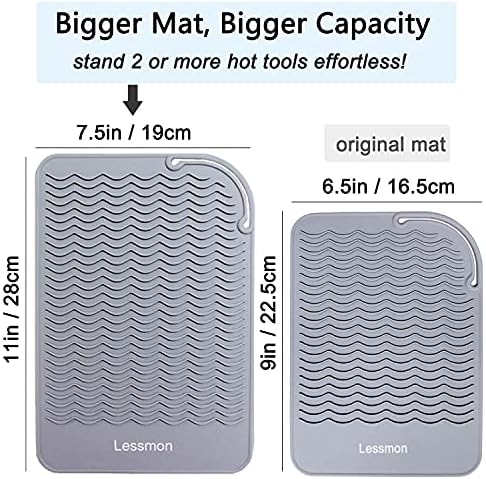 Lessmon Large Heat Resistant Mat for Hair Styling Tools, 11 x 7.5 in, Grey - Image 3