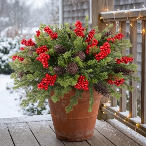 Daynight 12 Bundles Artificial Norfolk Pine Stems, Outdoor Christmas Decor by Unknown