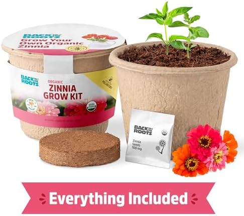 Back to the Roots Organic Zinnia Flower Grow Kit with Plantable Starting Pot Soil and Seeds - Image 4